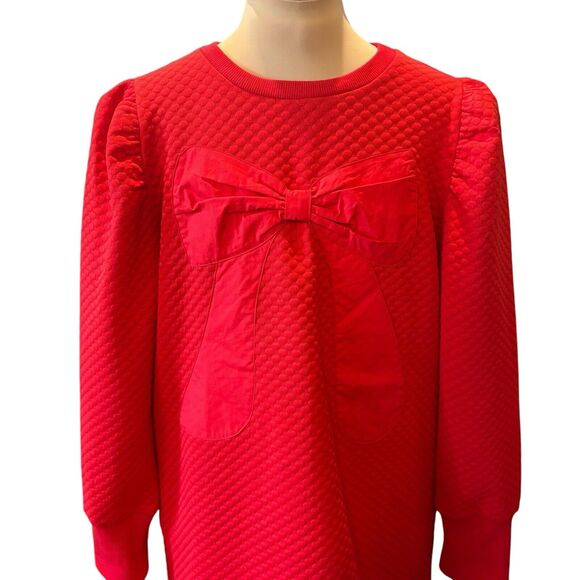 NWT Textured/Quilted Bubble Bow Sweatshirt Mini Dress Size Medium Long Sleeves - Picture 3 of 10